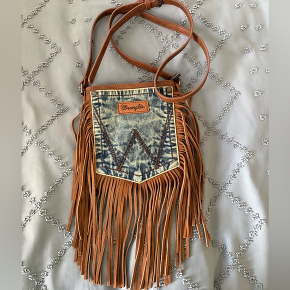 Wrangler Handbags - SOLD OUT Wrangler Fringe Denim Crossbody 🤠 Western Boho Jean Pocket Bag